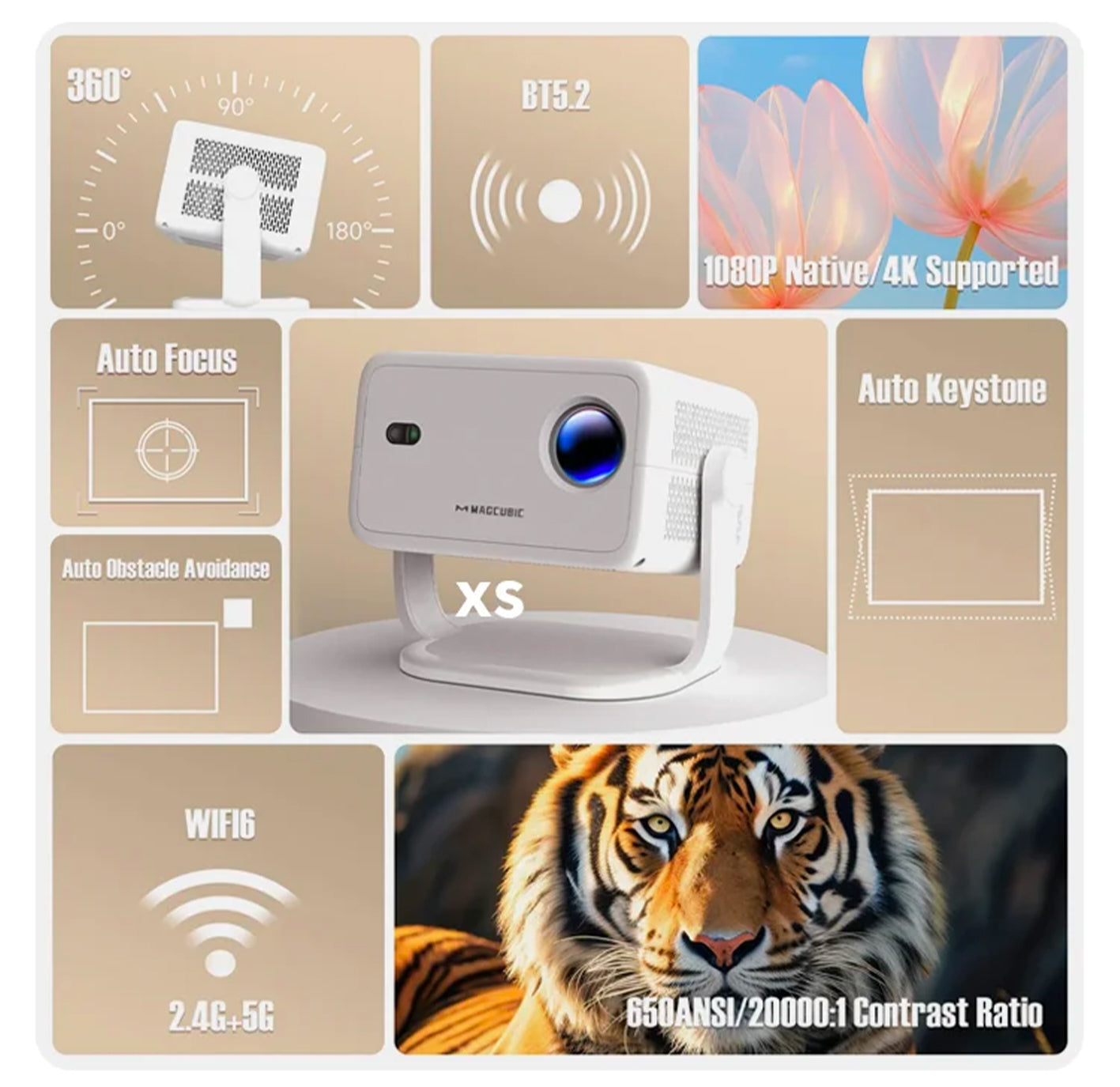 Magcubic Luxprojecteur – Native 1080P 650ANSI 4K Android 11
